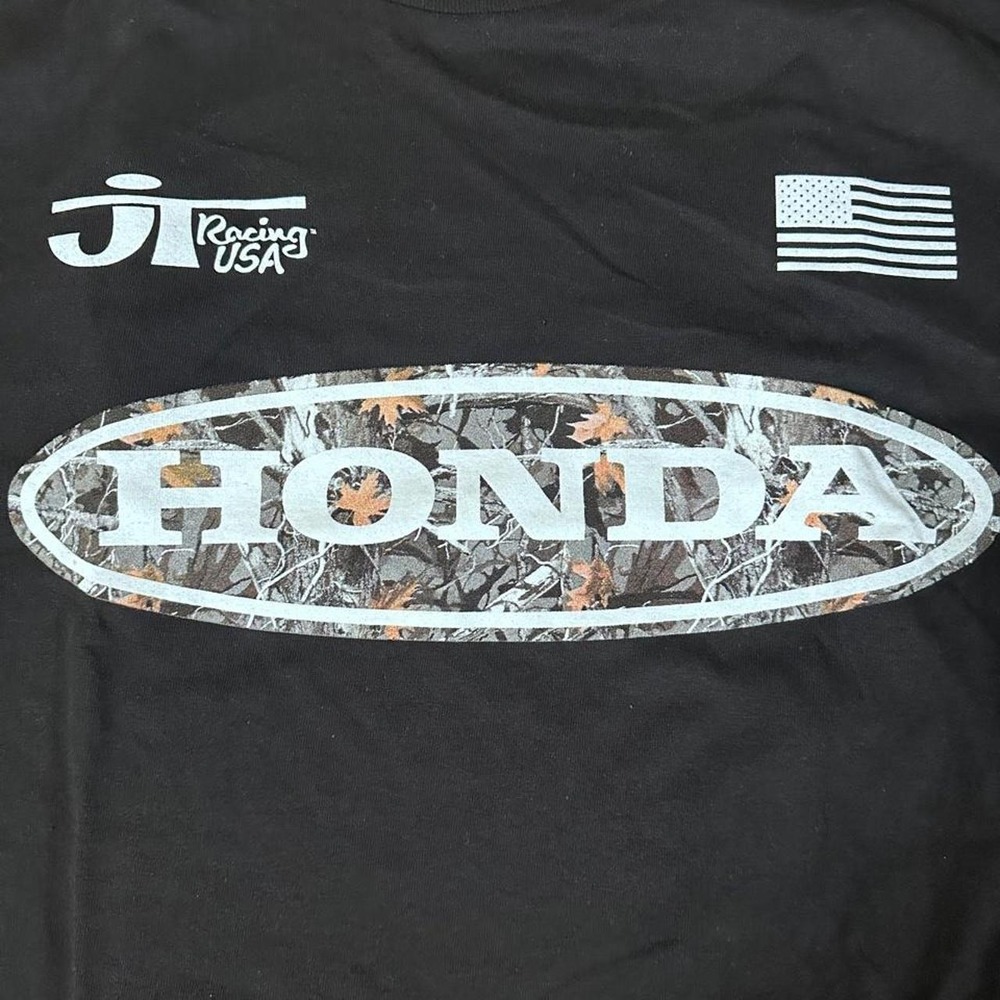 JT Racing USA Honda Team Full Throttle T-Shirt Mens Large Black Camo Logo HRC
